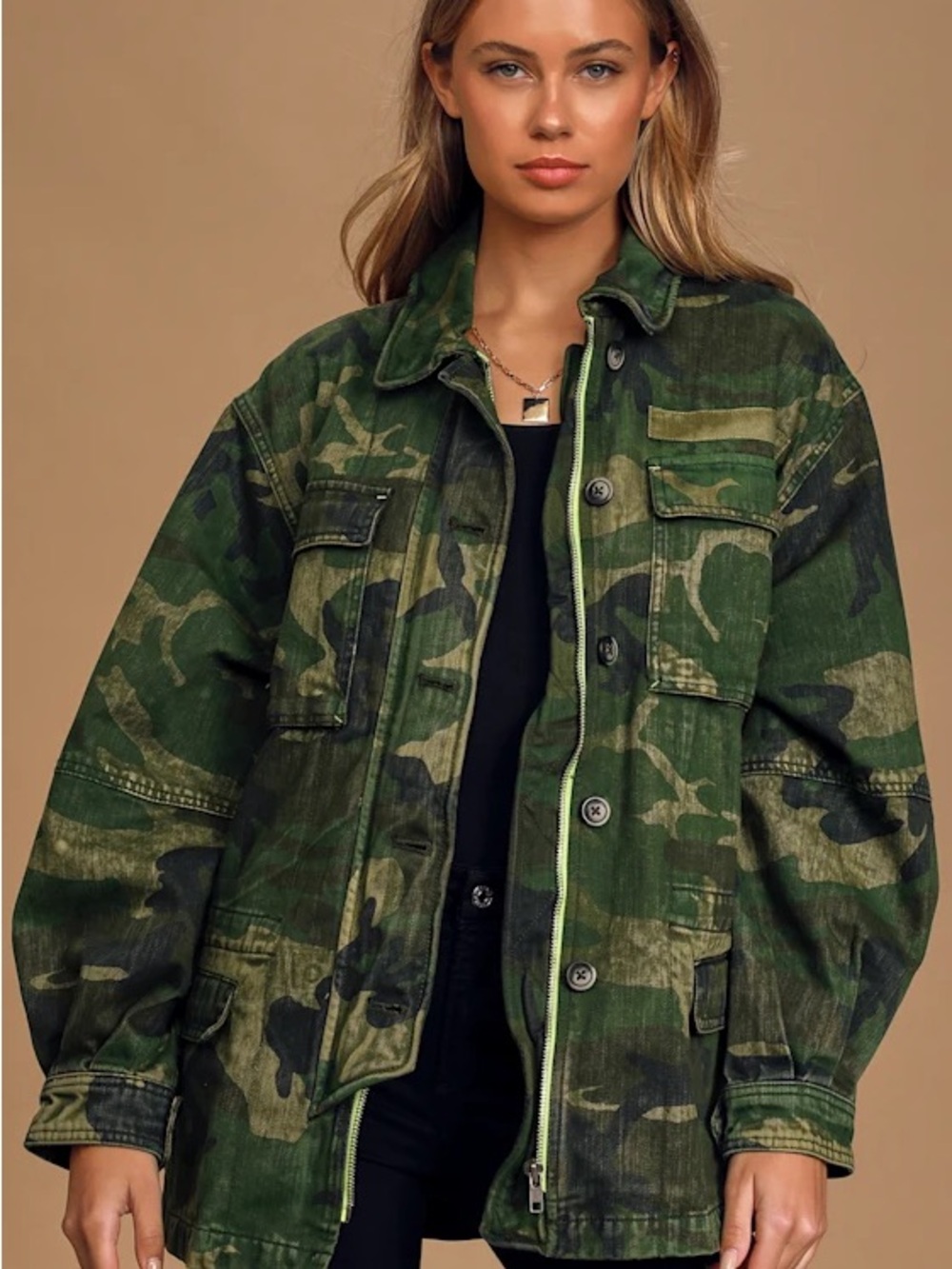 Free People Seize The Day Green Utility Jacket - Camouflage Women’s Coat